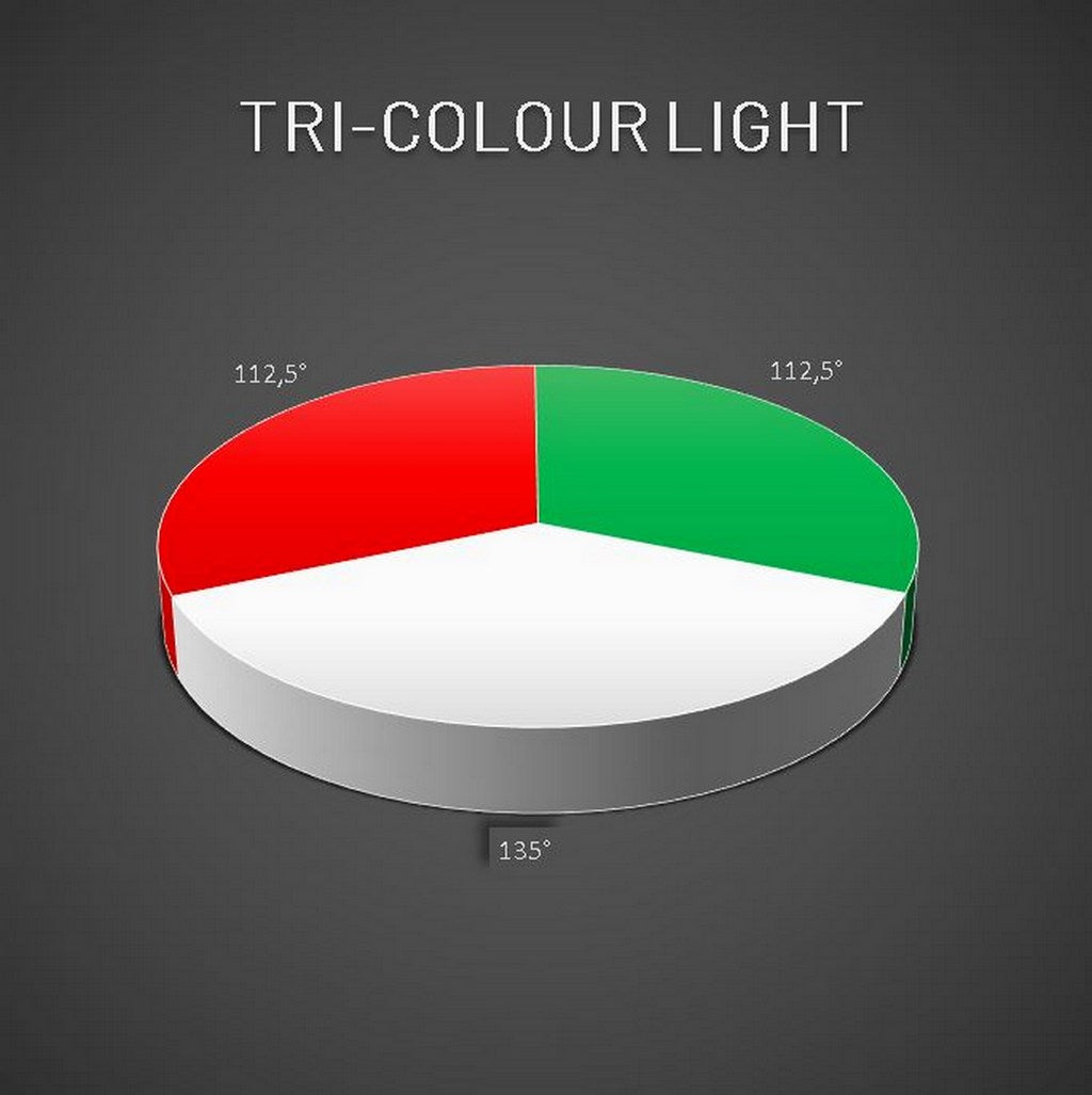 Tri-colour LED light with anchor LED lights 2nm, black